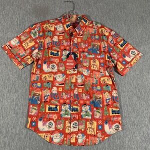 RSVLTS Rudolph Shirt Mens Small Red Kunuflex Christmas Cartoon Button Up